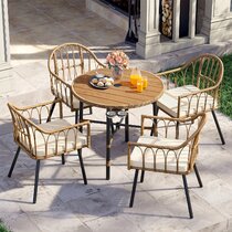 Black wicker patio online dining set